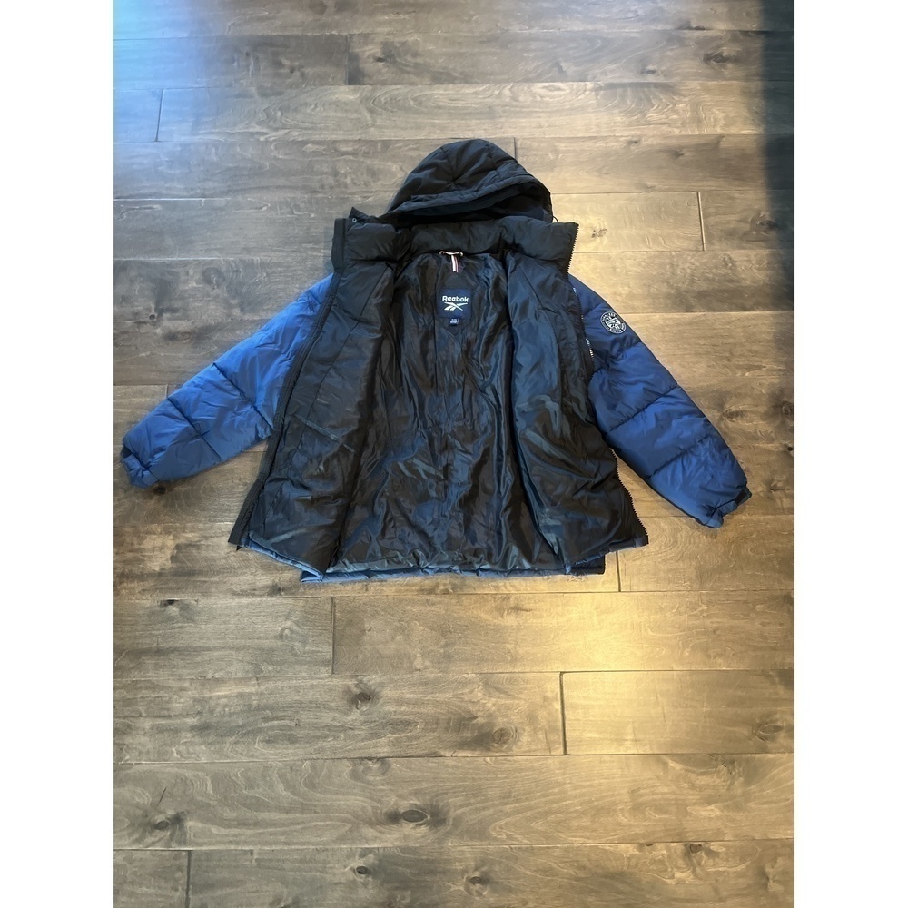 Mens Black & Night Blue Hooded Puffer Coat, XL - Picture 16 of 16